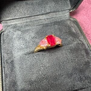 Elegant Silver, Red, and Pink Gemstone Ring